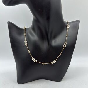 Vintage Avon Elegant Faux Cluster Pearl Necklace Gold Tone Chain MCM Dainty